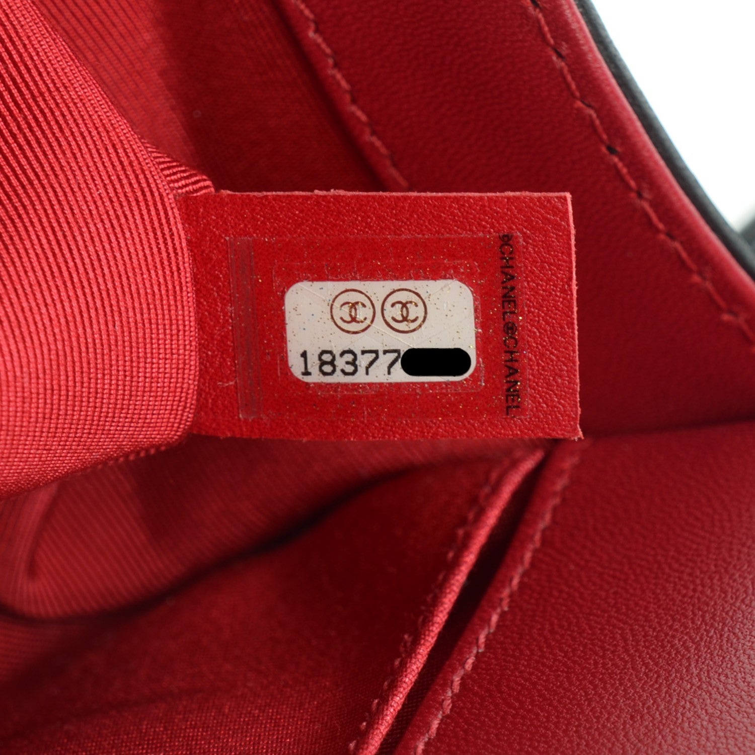 Chanel Lambskin Quilted Medium Boy Flap Black Red 7 of 9