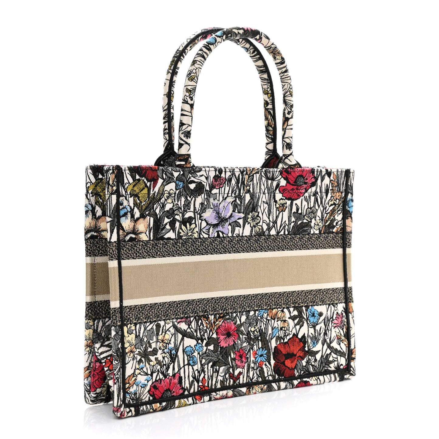 Canvas Embroidered Medium Mille Fleurs Book Tote Multicolor