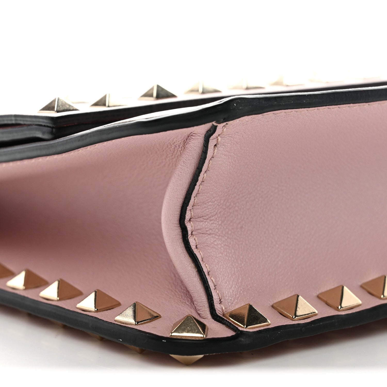Valentino Garavani Pebble Calfskin Rockstud Side Slip Wristlet Clutch Water Rose 7 of 9