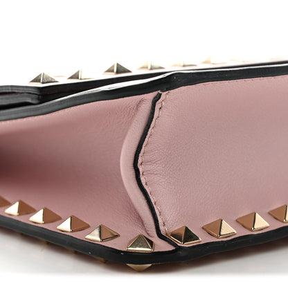 Valentino Garavani Pebble Calfskin Rockstud Side Slip Wristlet Clutch Water Rose 7 of 9