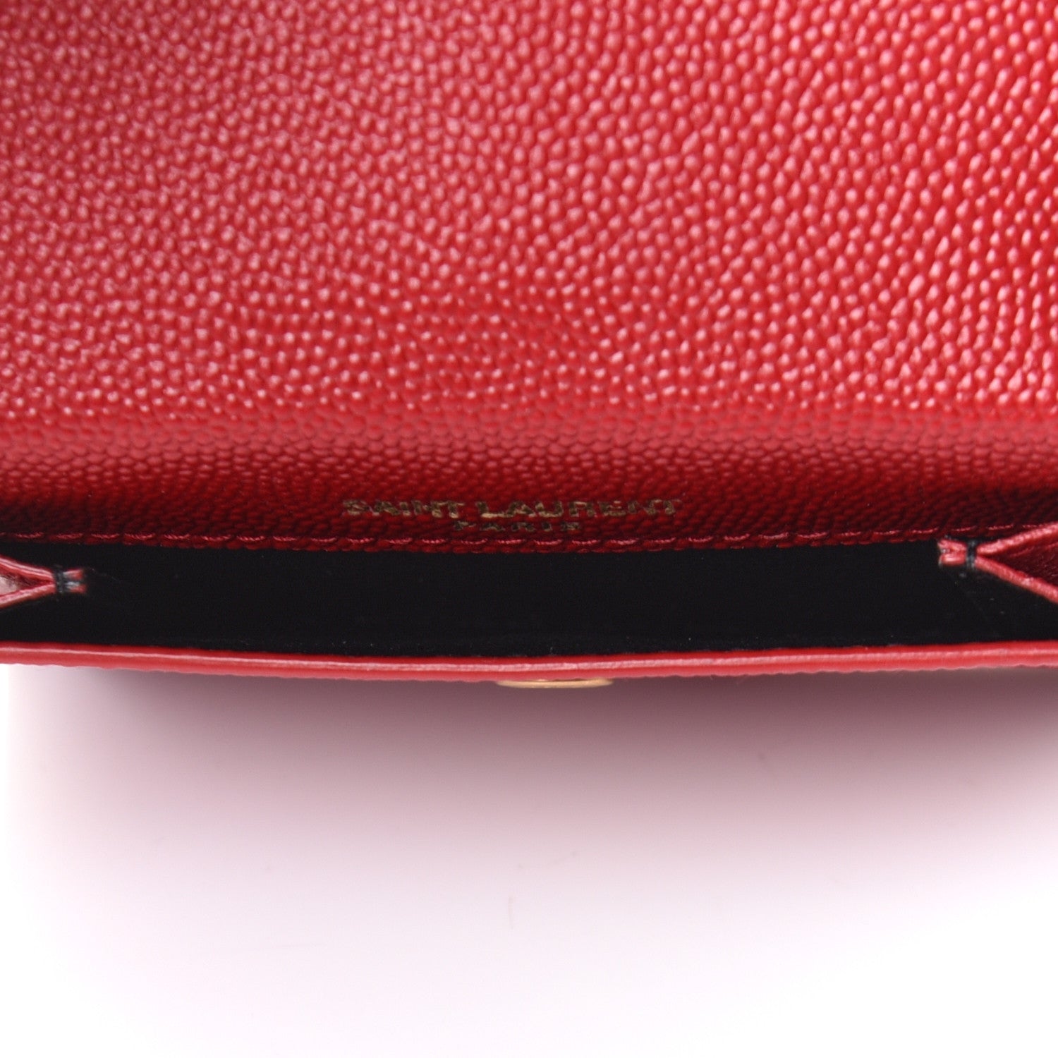 Saint Laurent Grain De Poudre Uptown Monogram Card Case Rouge Eros 5 of 7