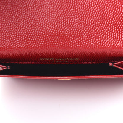 Saint Laurent Grain De Poudre Uptown Monogram Card Case Rouge Eros 5 of 7
