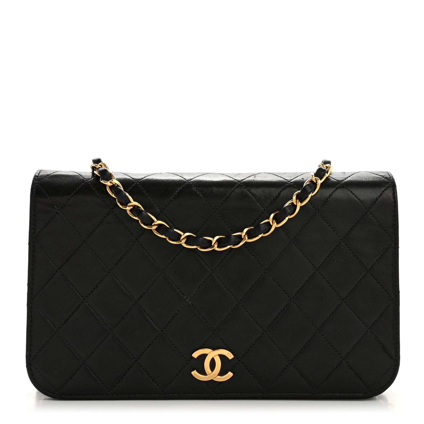 Lambskin Quilted Small Single Flap Black