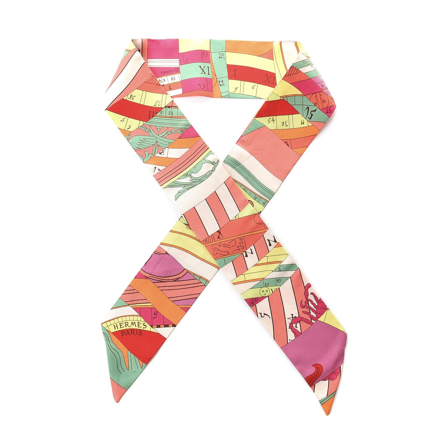Hermes Silk Astrologie Twilly Rose Corail Vert Fluo 1 of 6