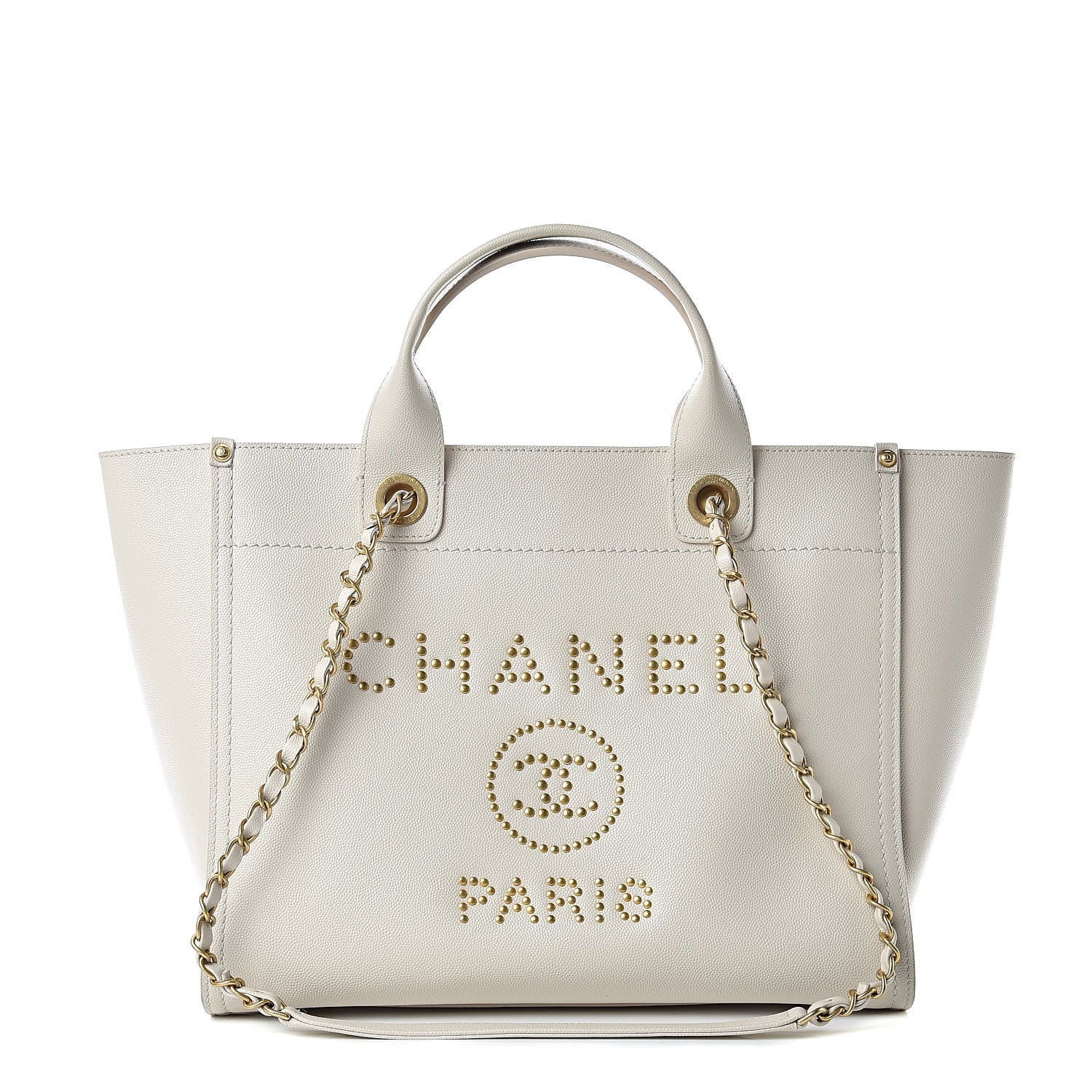 Chanel Caviar Small Studded Deauville Tote Ivory 1 of 12