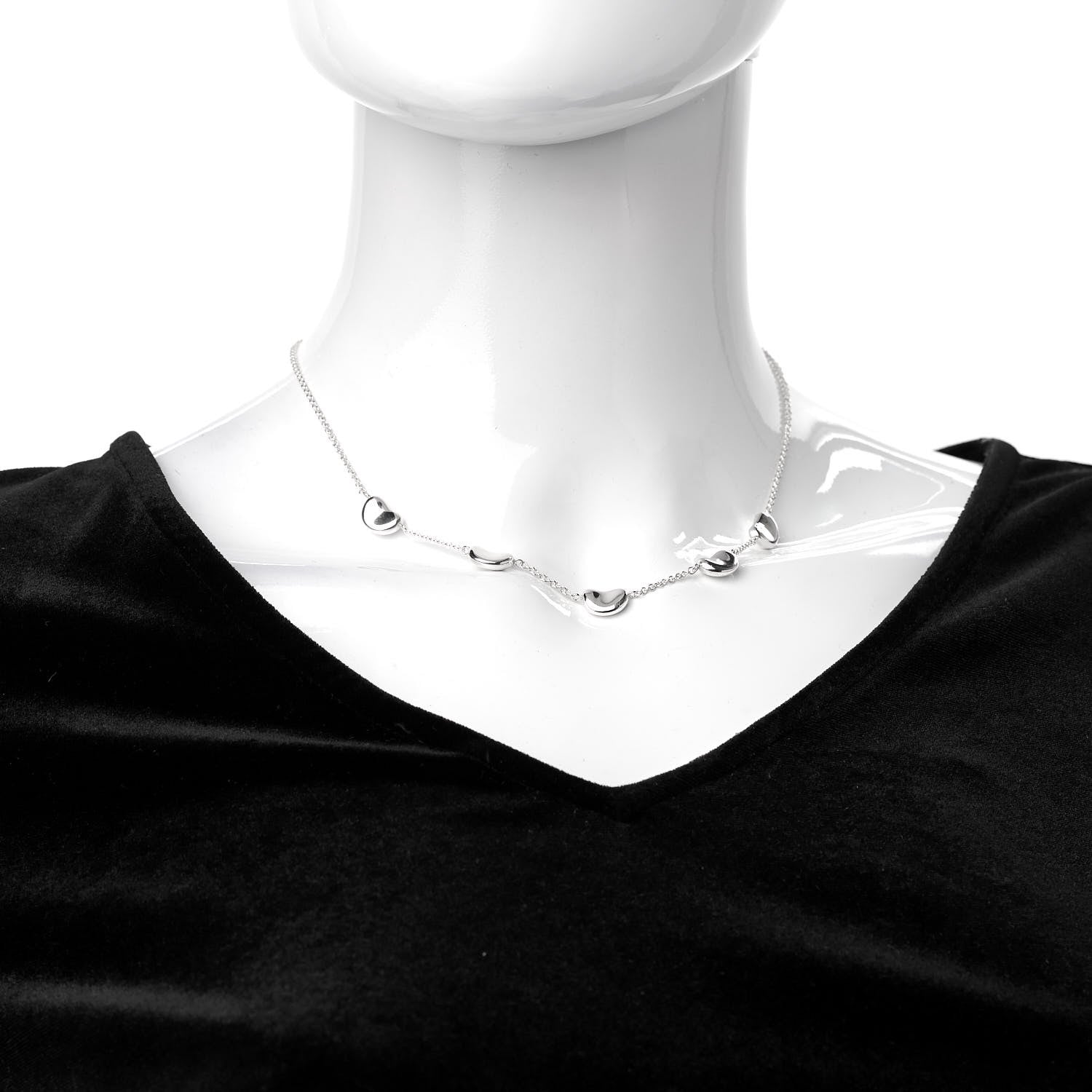 Tiffany Sterling Silver 9mm Elsa Peretti Five Bean Pendant Necklace 2 of 6