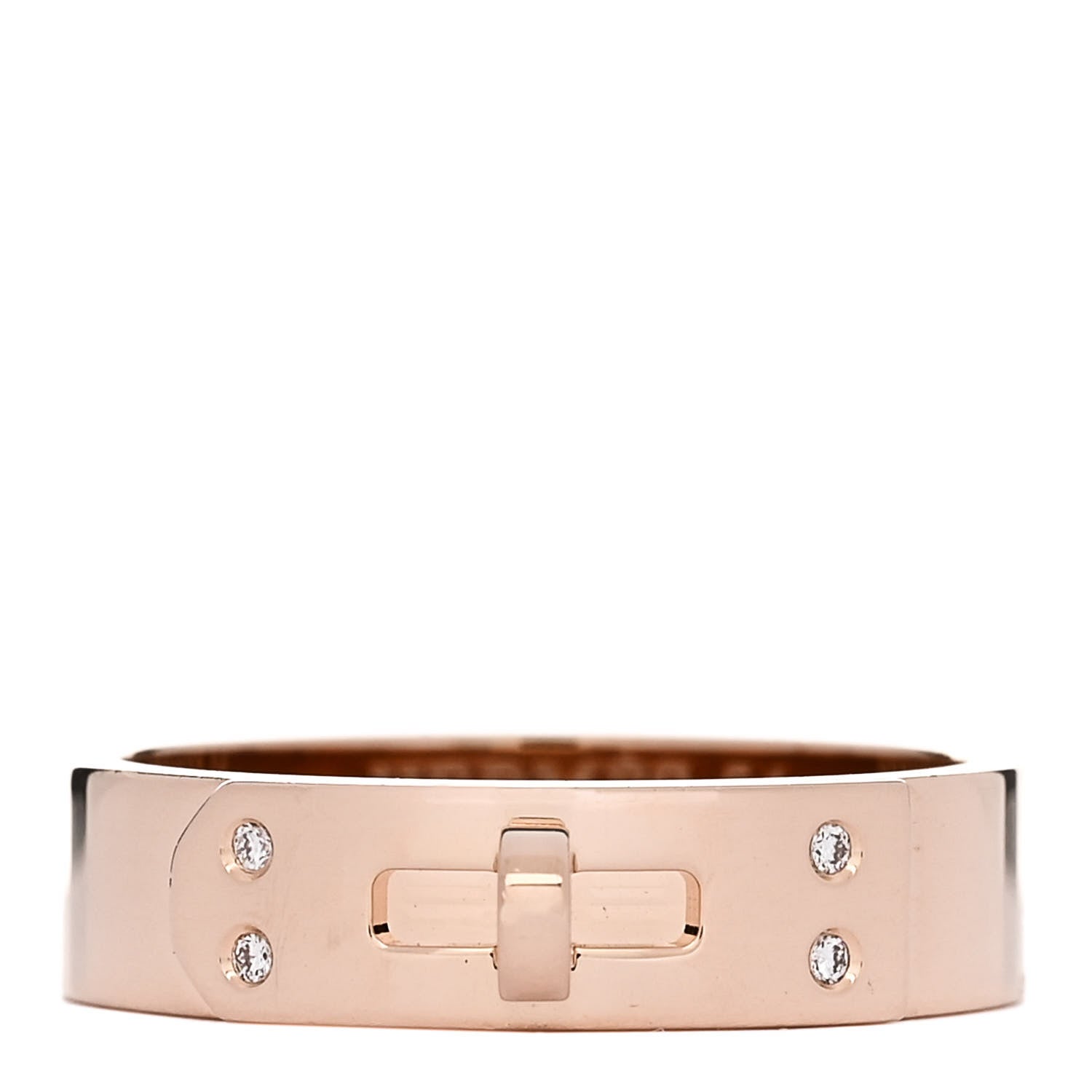 Hermes 18K Rose Gold Diamond PM Kelly Ring 54 7 1 of 4