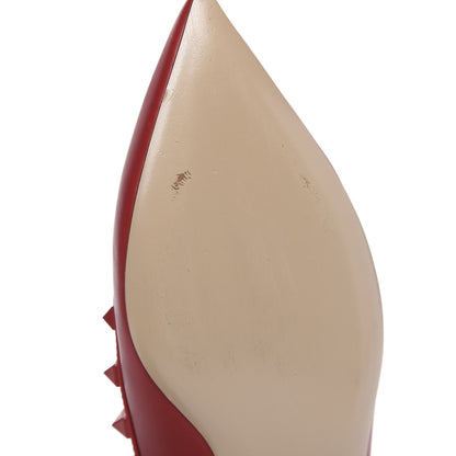 Valentino Garavani Calfskin Lacquered Monochrome Rockstud Ballerina Flats 38 Rosso Valentino 9 of 10