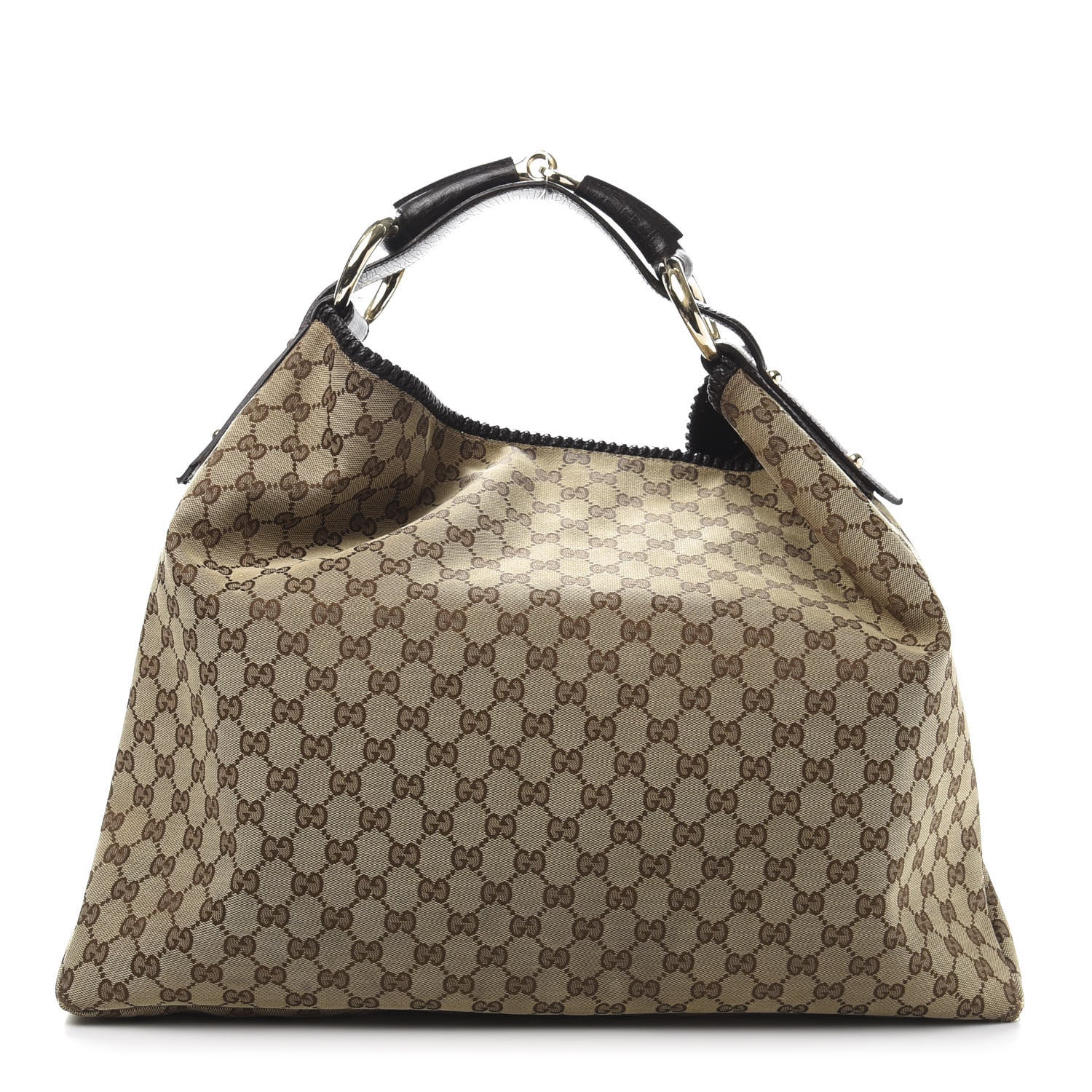 Gucci Monogram Large Horsebit Chain Hobo Dark Brown 1 of 17