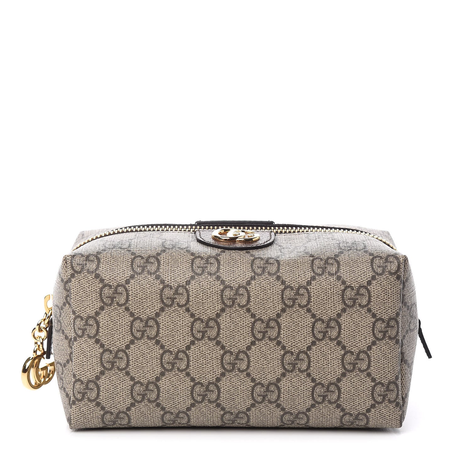 Soft GG Supreme Monogram Calfskin Medium Ophidia Cosmetic Case Beige Ebony New Acero