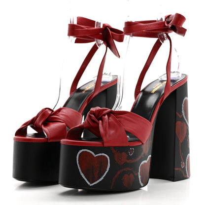 Saint Laurent Nappa Heart Paige 85 Platform Sandals 41 Rouge Eros 3 of 9