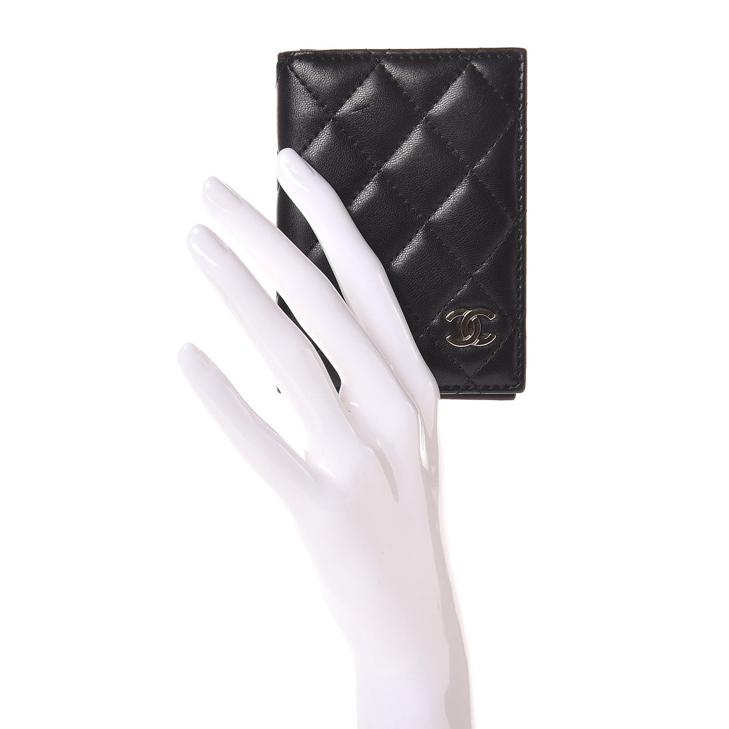 Lambskin Quilted Card Holder Wallet Black
