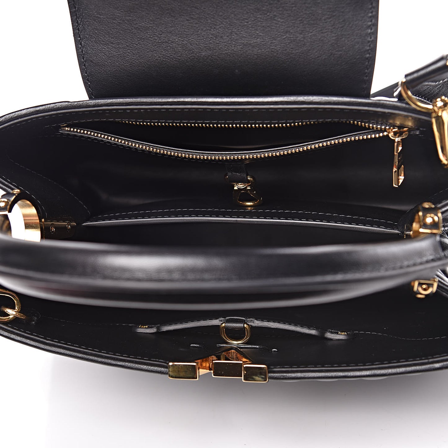 Lambskin Quilted Flower Capucines PM Black