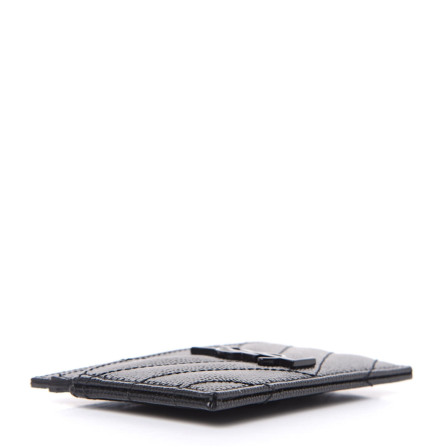 Grain De Poudre Matelasse Chevron Monogram Credit Card Case Black