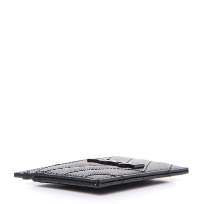 Saint Laurent Grain De Poudre Matelasse Chevron Monogram Credit Card Case Black 4 of 7