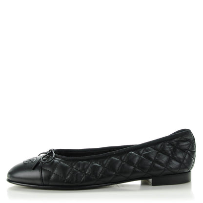 Chanel Quilted Lambskin CC Ballerina Flats 41.5 Black 1 of 8