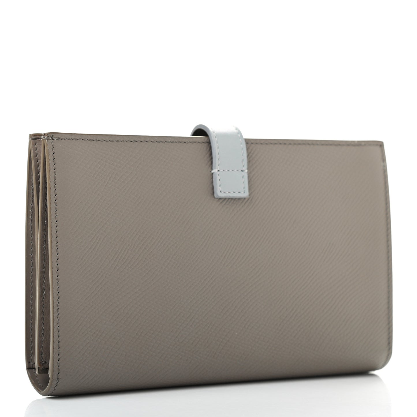 Grained Calfskin Large Multifunction Strap Wallet Pebble Mineral