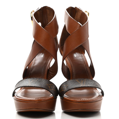 Louis Vuitton Calfskin Monogram Horizon Sandals 41 Cognac Brown 2 of 11