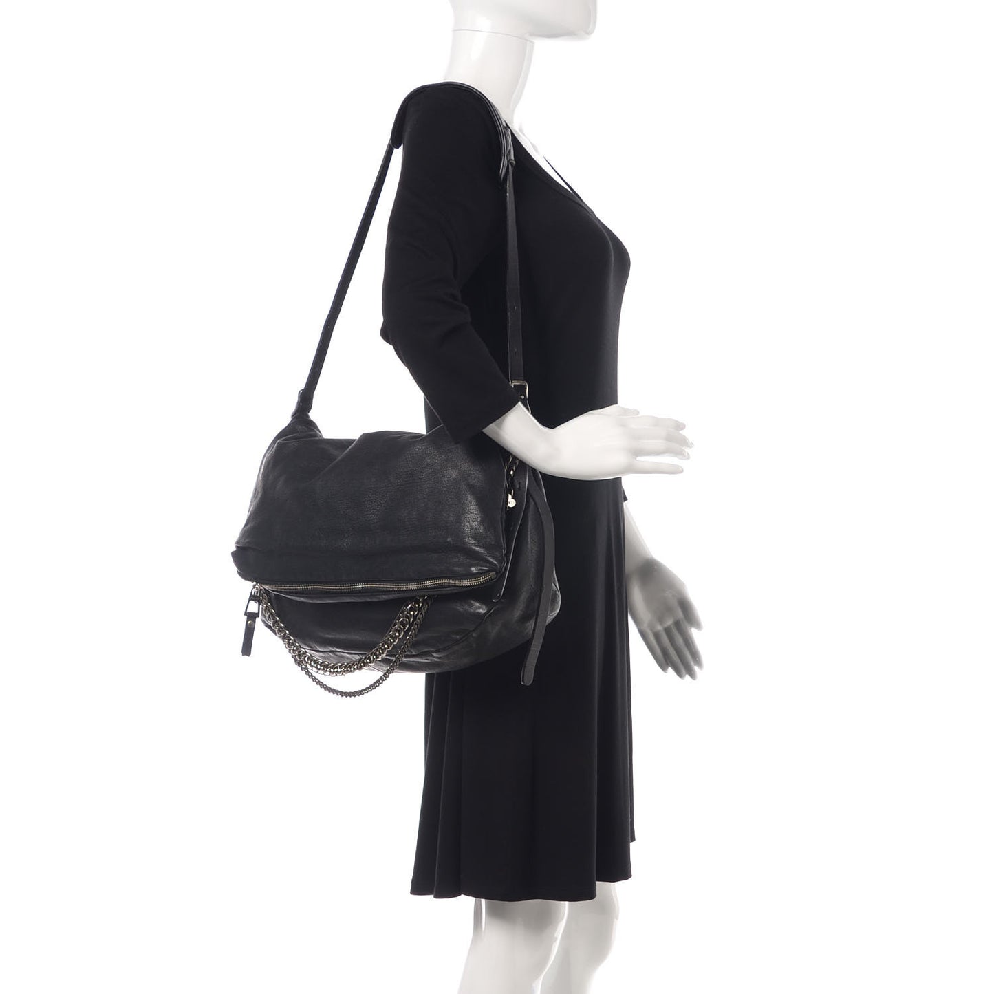 Lambskin Large Biker Hobo Black