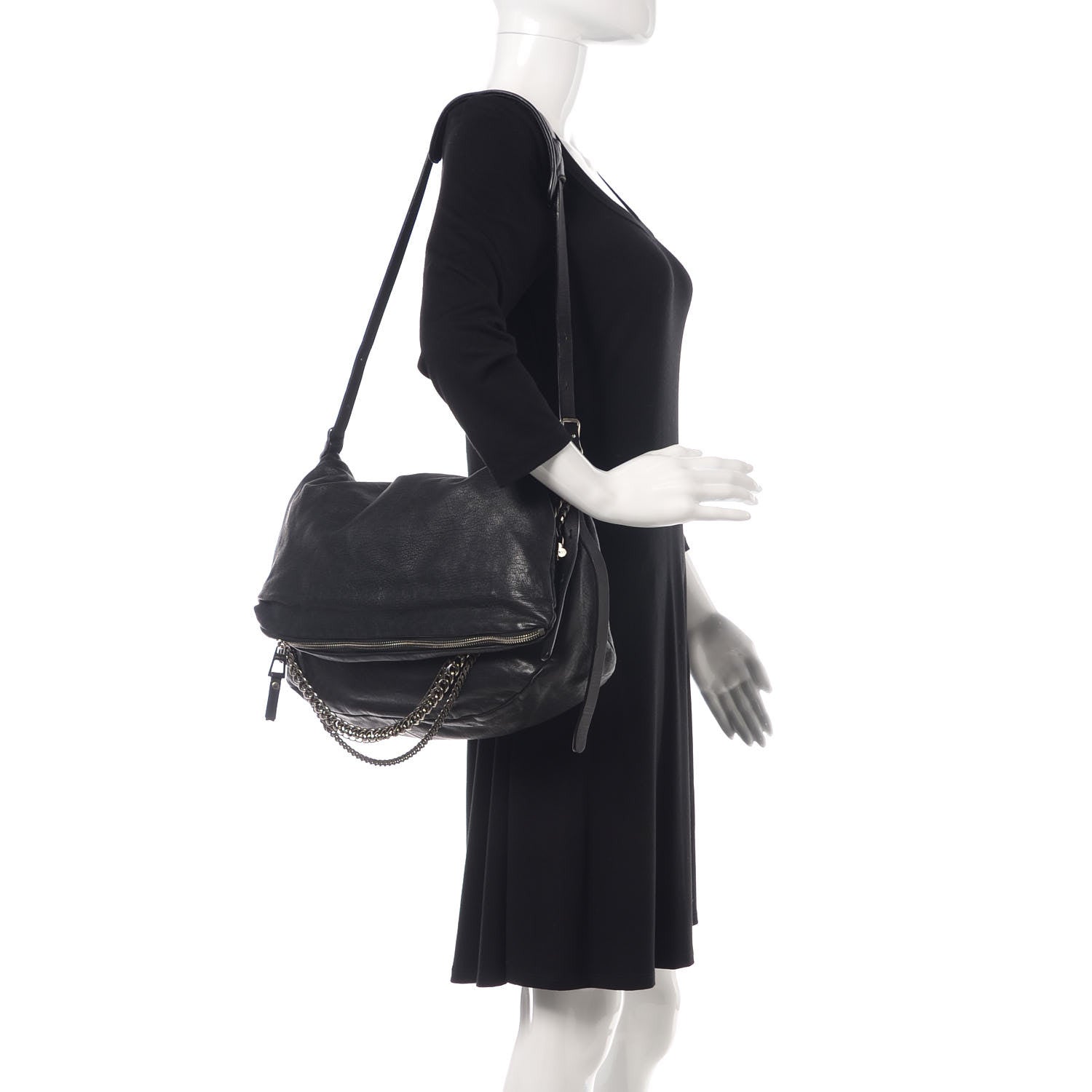 Jimmy Choo Lambskin Large Biker Hobo Black 2 of 12