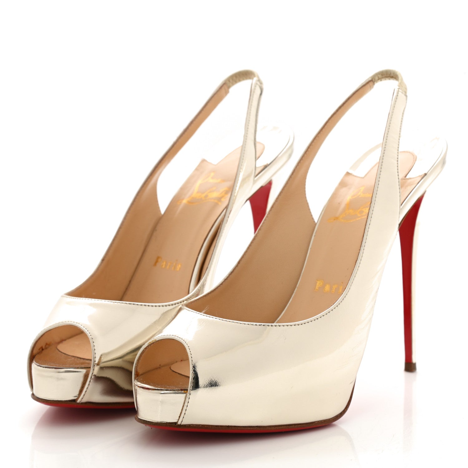 Christian Louboutin Metallic Patent No Prive 120 Pumps 38 Gold 3 of 10