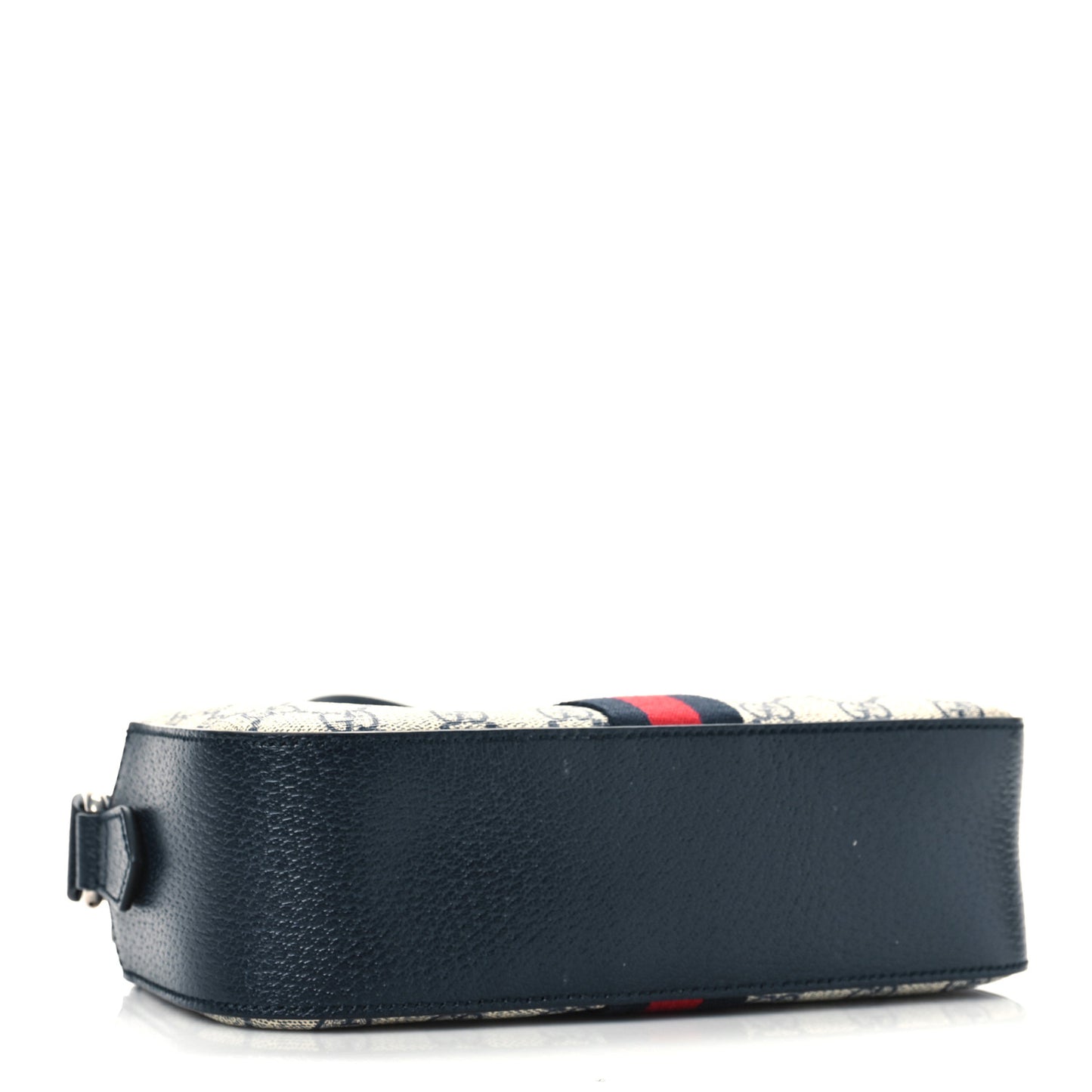 GG Supreme Monogram Textured Dollar Calfskin Web Small Ophidia Camera Bag Beige Blue