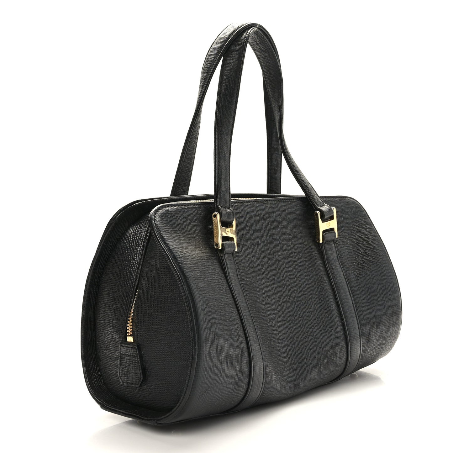 Calfskin Studded Barrel Bag Black