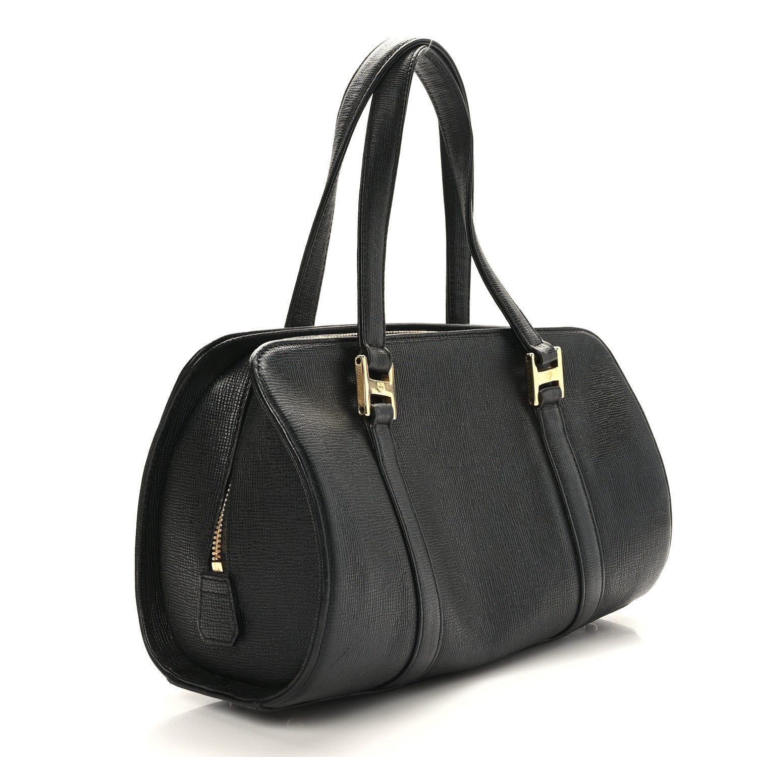 MCM Calfskin Studded Barrel Bag Black 3 of 8
