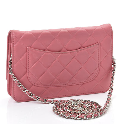 Chanel Lambskin Quilted Wallet On Chain WOC Pink 2 of 11