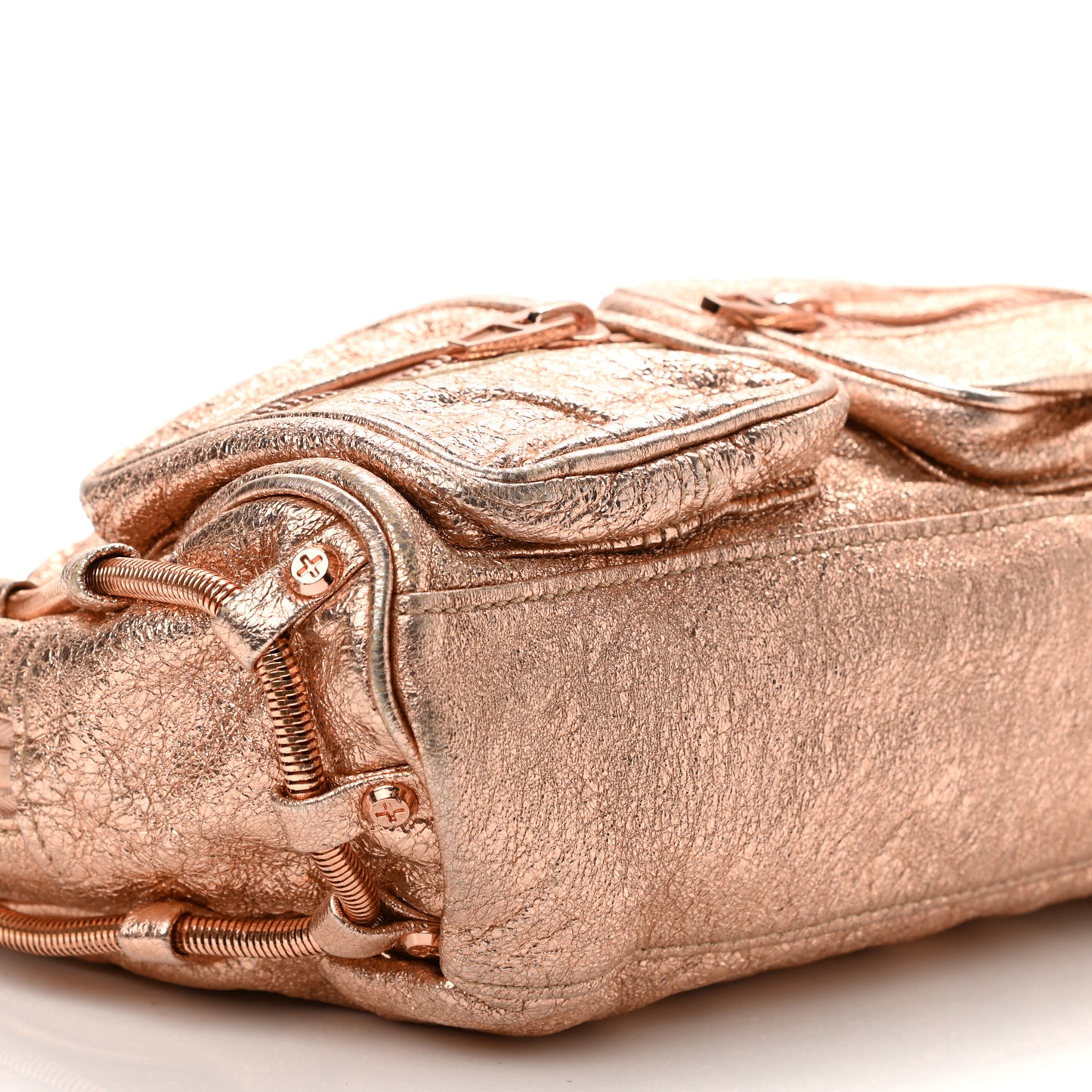 Crinkled Metallic Goatskin Brenda Chain Rose Gold