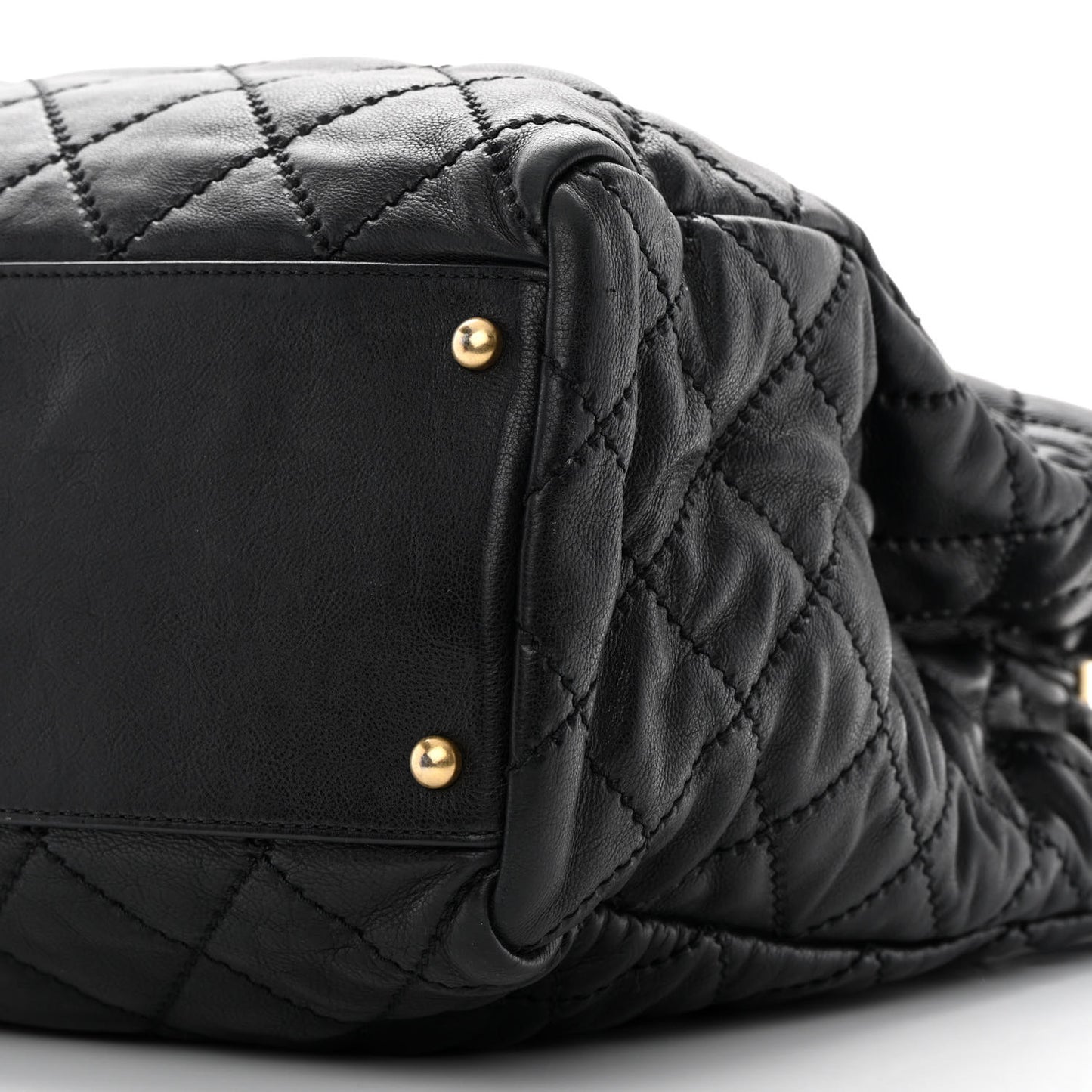 Calfskin Quilted Large Retro Chain Tote Black
