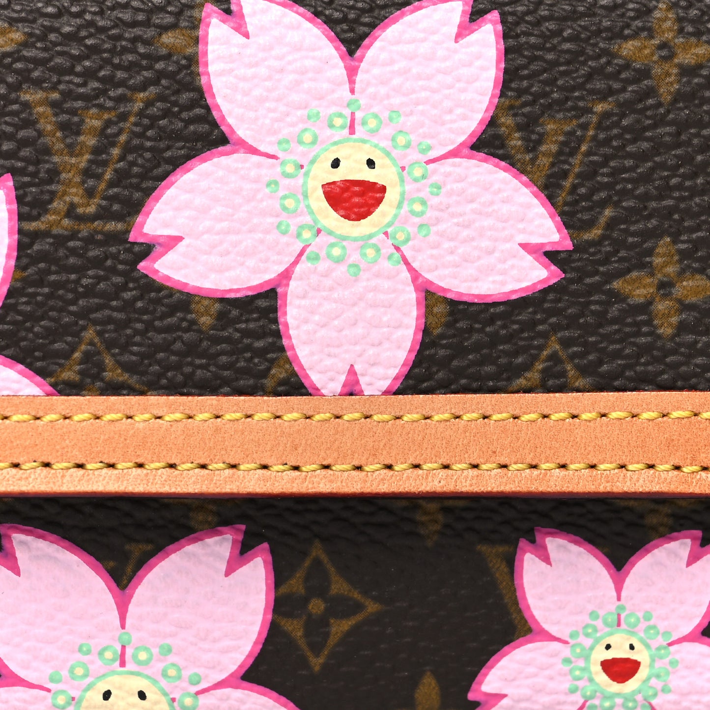 Monogram Cherry Blossom Porte-Monnaie Plat Coin Purse Brown