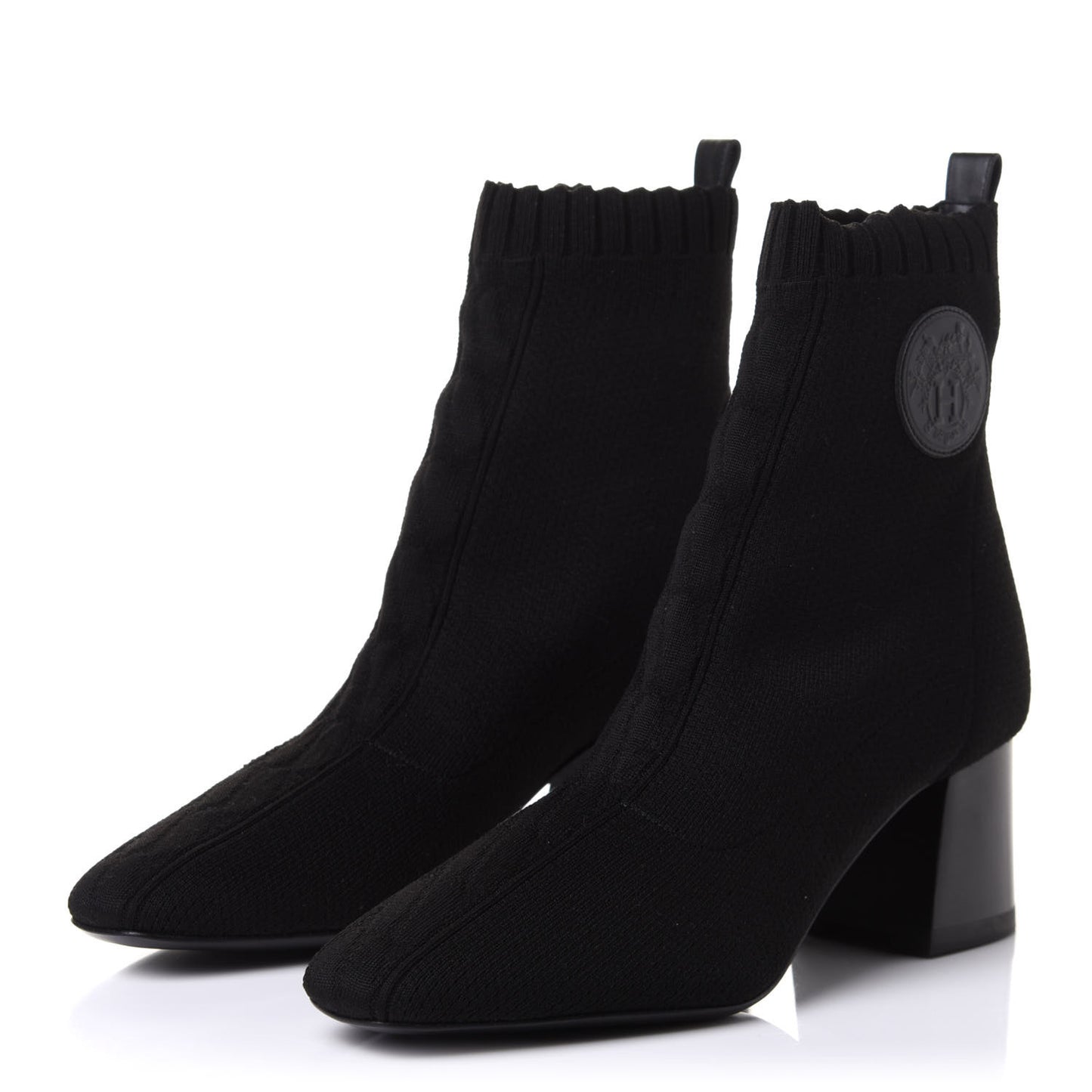 Knit Calfskin Volver Ankle Boots 37.5 Black