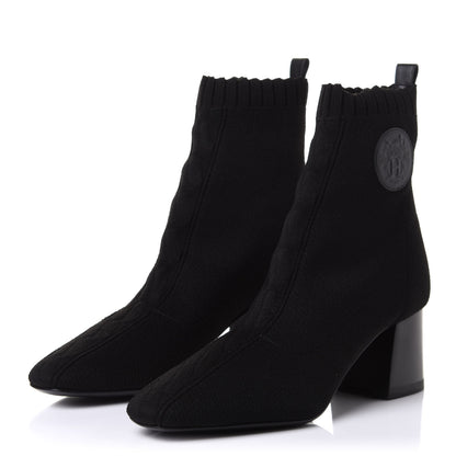 Hermes Knit Calfskin Volver Ankle Boots 37.5 Black 3 of 9