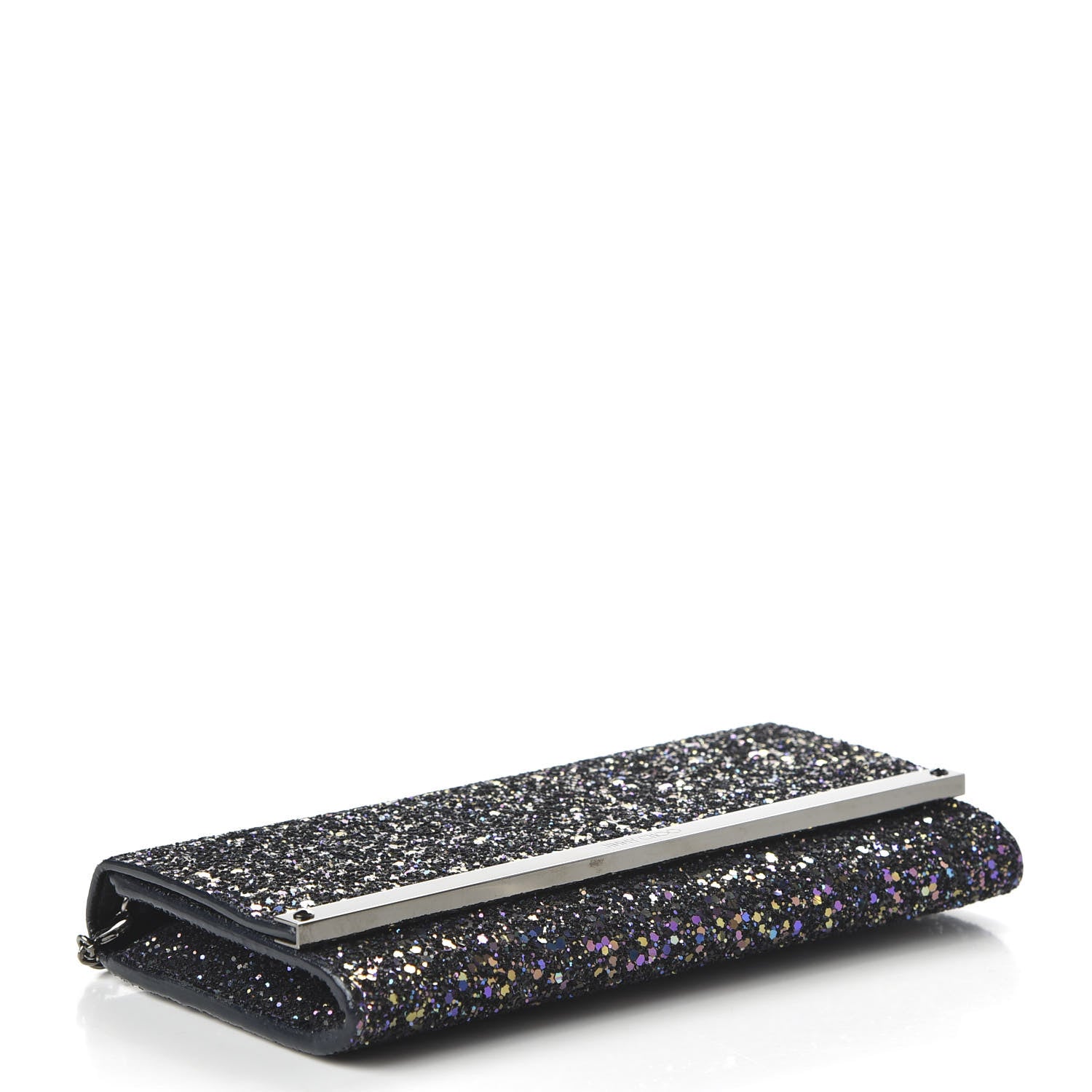 Jimmy Choo Glitter Milla Wallet on Chain Petrol 4 of 9