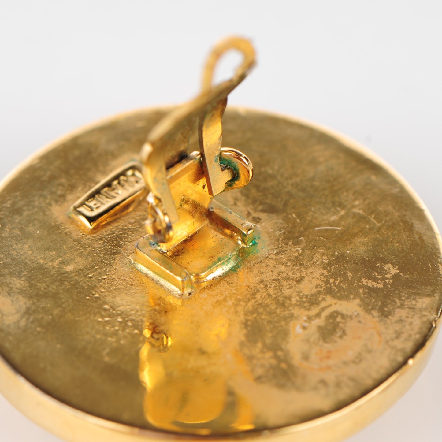 Enamel CC Clip On Earrings Black Gold