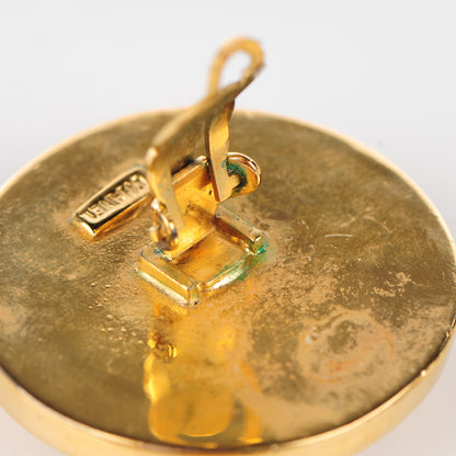 Chanel Enamel CC Clip On Earrings Black Gold 5 of 6