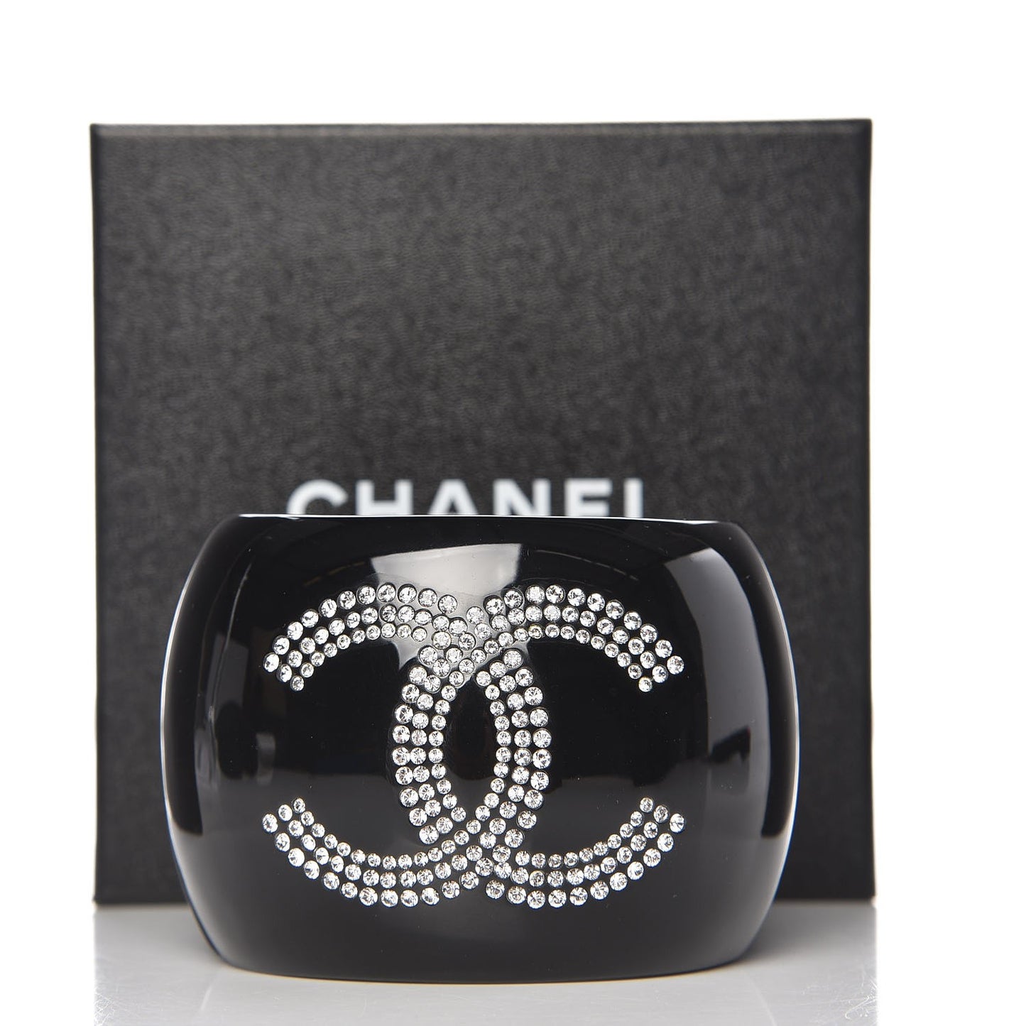 Resin Crystal CC Cuff Bracelet Black