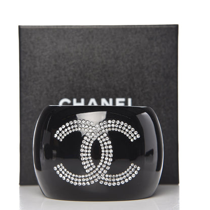 Chanel Resin Crystal CC Cuff Bracelet Black 5 of 5