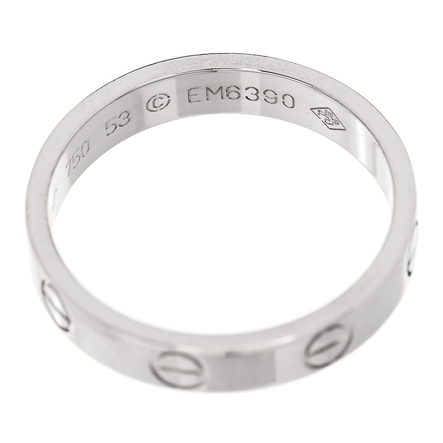 18K White Gold 3.5mm LOVE Wedding Band Ring 53 6.5