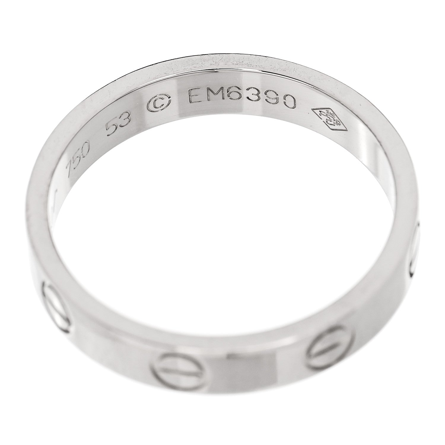Cartier 18K White Gold 3.5mm LOVE Wedding Band Ring 53 6.5 5 of 5