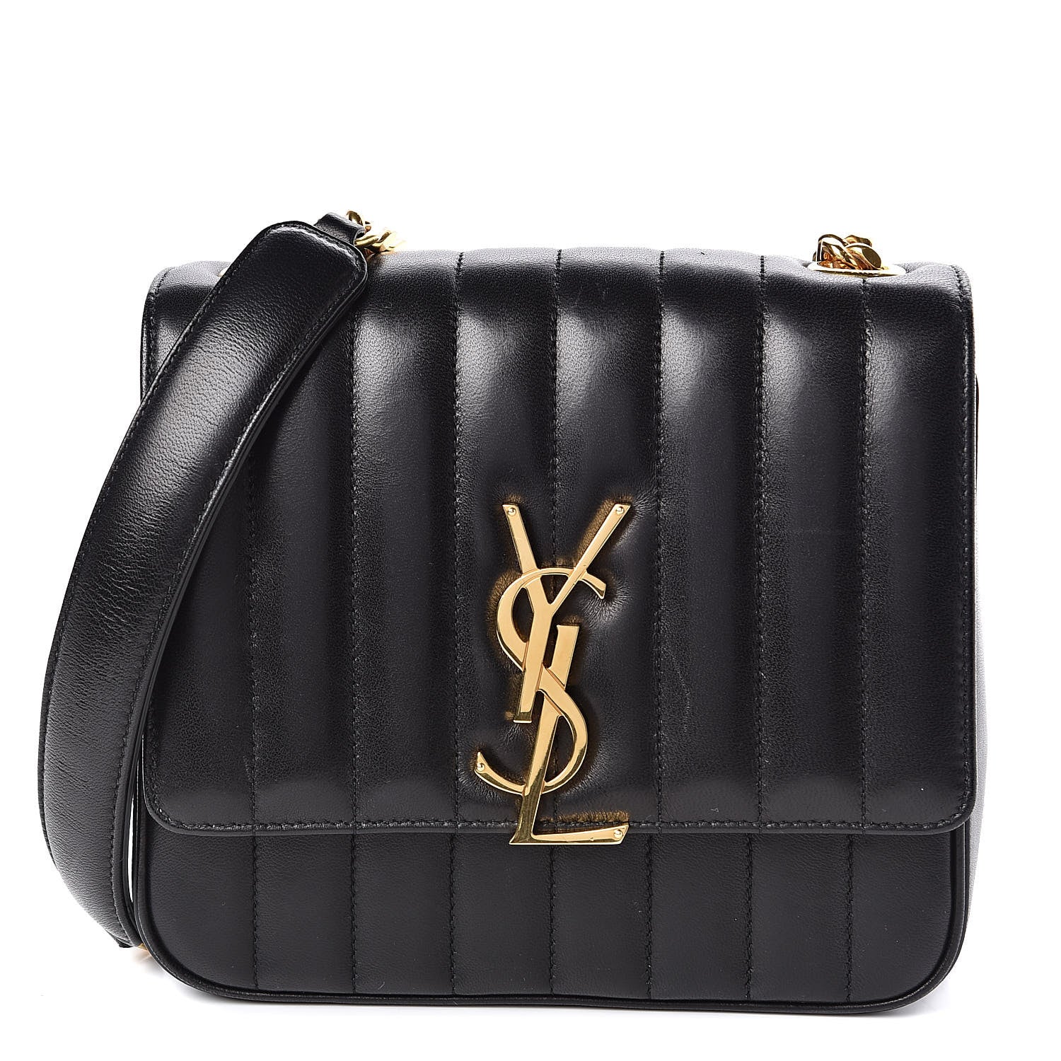 Saint Laurent Lambskin Matelasse Monogram Medium Vicky Chain Bag Black 1 of 9