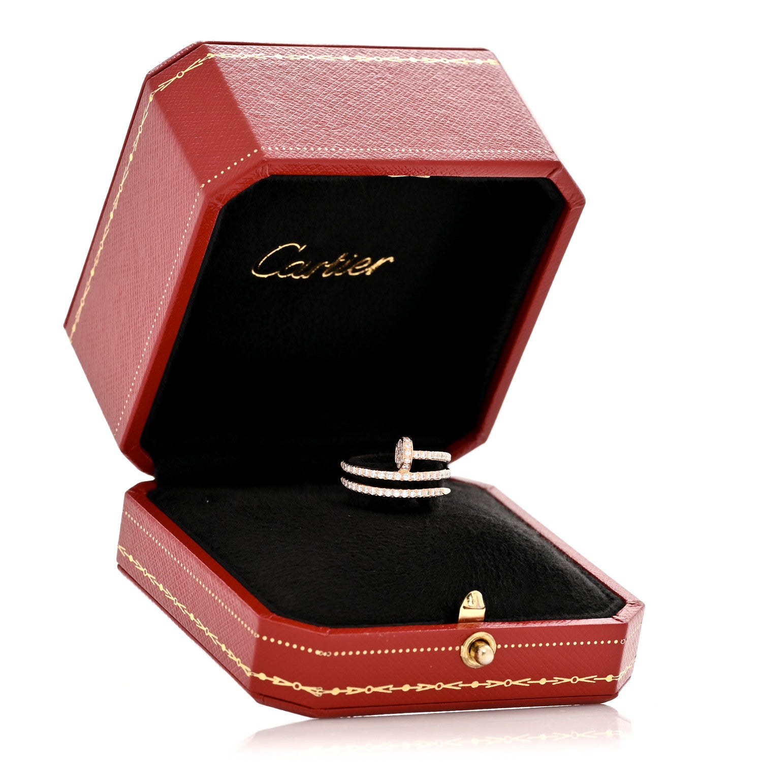 Cartier 18K Pink Gold Diamond Double Juste Un Clou Paved Ring 49 4.75 6 of 6