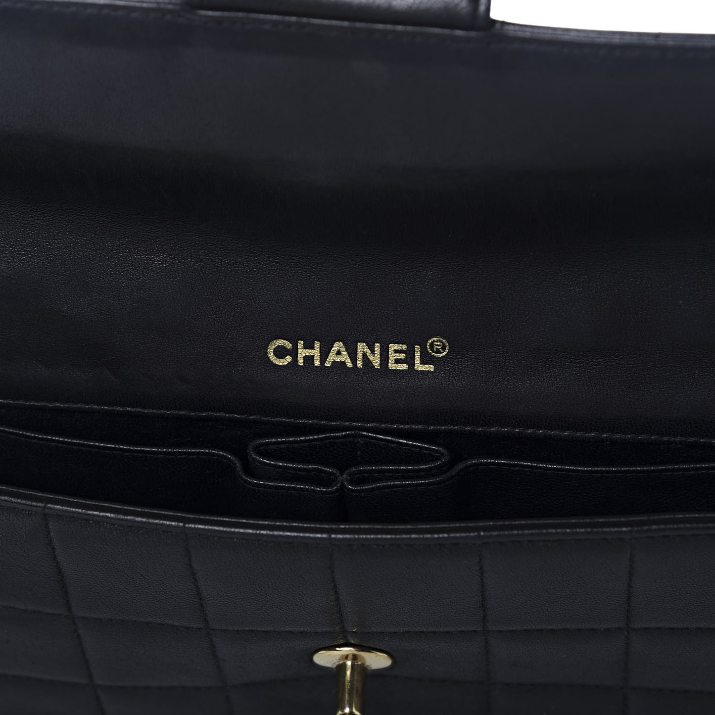 Lambskin East West Chocolate Bar Flap Black