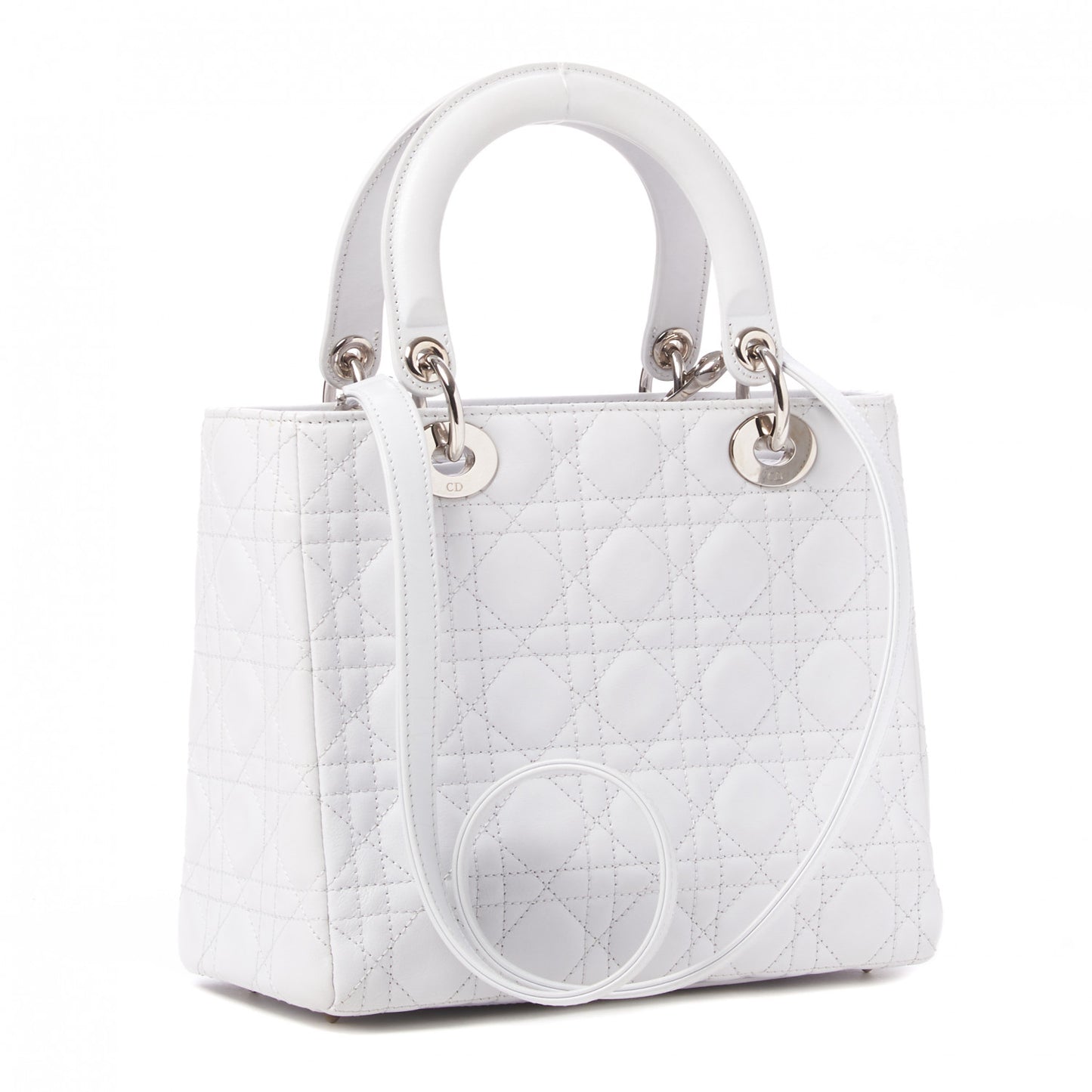 Lambskin Cannage Medium Lady Dior White