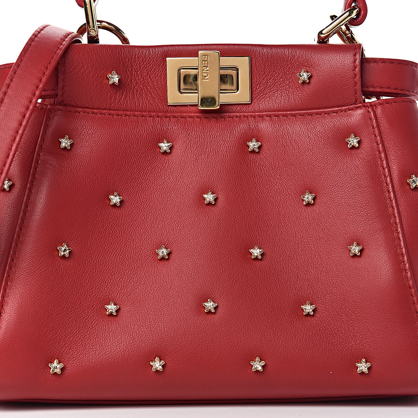 Nappa Crystal Stars Studded XS Peekaboo Iconic Satchel Fragola