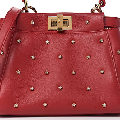 Fendi Nappa Crystal Stars Studded XS Peekaboo Iconic Satchel Fragola 9 of 10