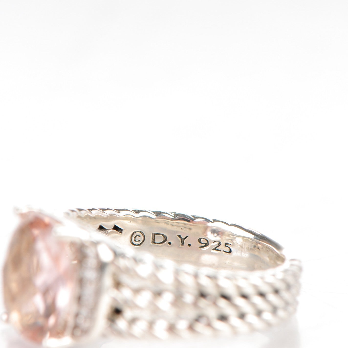Sterling Silver Diamond Morganite 10mm Petite Wheaton Ring 54 7