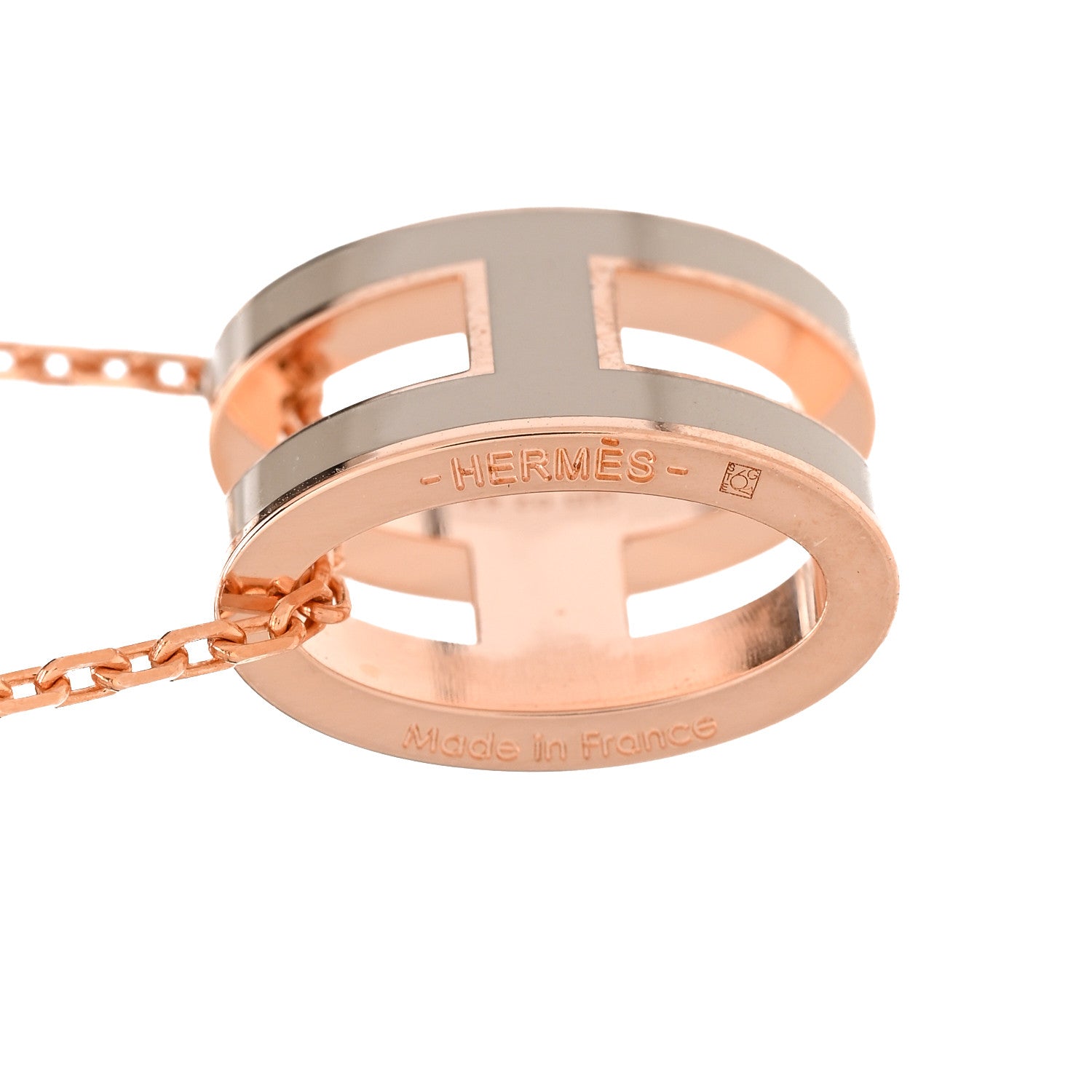 Hermes Lacquered Rose Gold Pop H Pendant Necklace Marron Glace 5 of 7