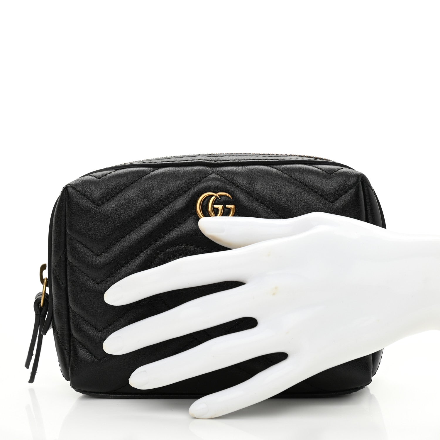 Gucci Calfskin Matelasse GG Marmont Cosmetic Case Black 2 of 7